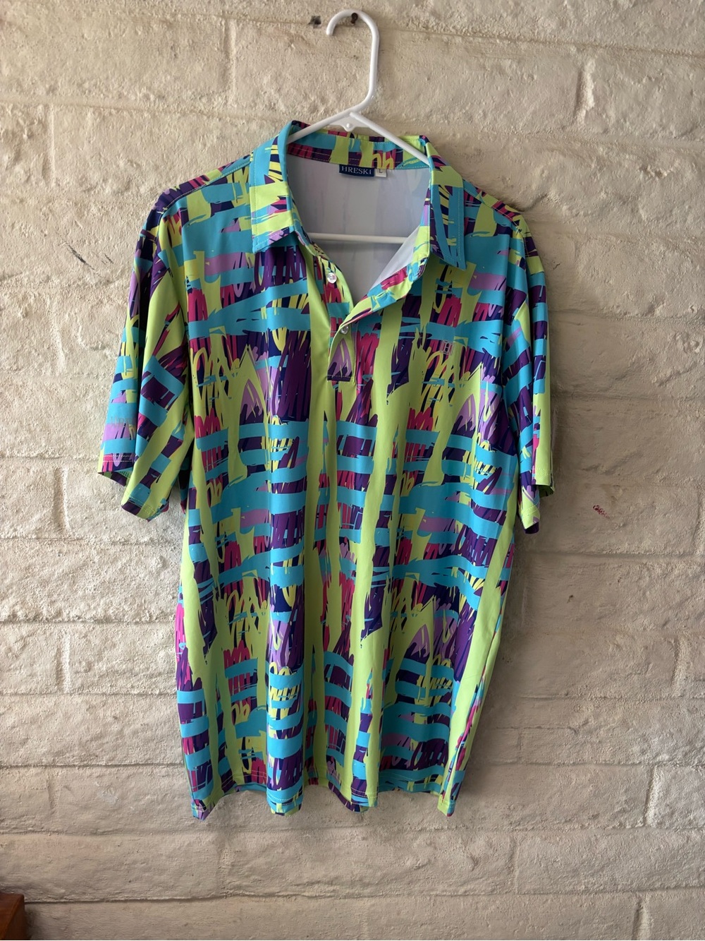 HRESKI Neon Golf Shirt-Men’s Large